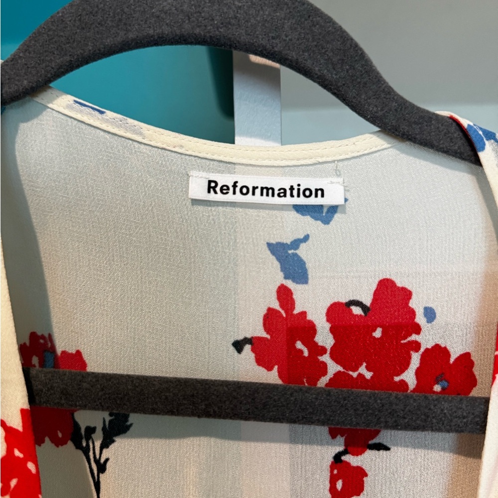 Reformation Poppy Print Wrap Dress Sz S - Picture 4 of 5